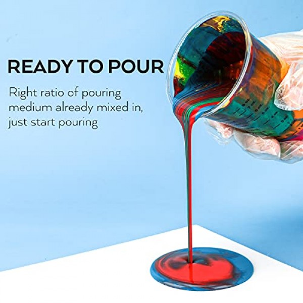 Nicpro 39 Colors 2oz 아크릴 붓기 페인트 용품 키트, 캔버스, 나무 조각, 붓기 오일, 도구, 장갑, 스트레이너, 컵, 초보자용 수지가 포함된 미리 혼합된 붓기 페인트 하이 플