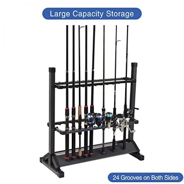 낚싯대 홀더, 알루미늄 낚싯대 홀더, 휴대용 낚싯대 랙, 최대 24개의 막대 보유, 낚싯대 수직 지상 디스플레이 랙