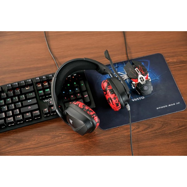 Wicked Cushions에서 만든 Corsair Void 및 Corsair Void Pro 유선 및 무선 게임용 헤드셋용 WC 업그레이드 교체용 이어패드 | 내구성, 두께, 차음성 향상 | (레드 카모)