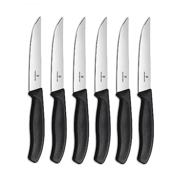 Victorinox Swiss Classic 스테이크 칼 - 주방용품용 조리용 칼 - 인체공학적, 스테인리스 스틸 고기 칼 - 6피스 세트