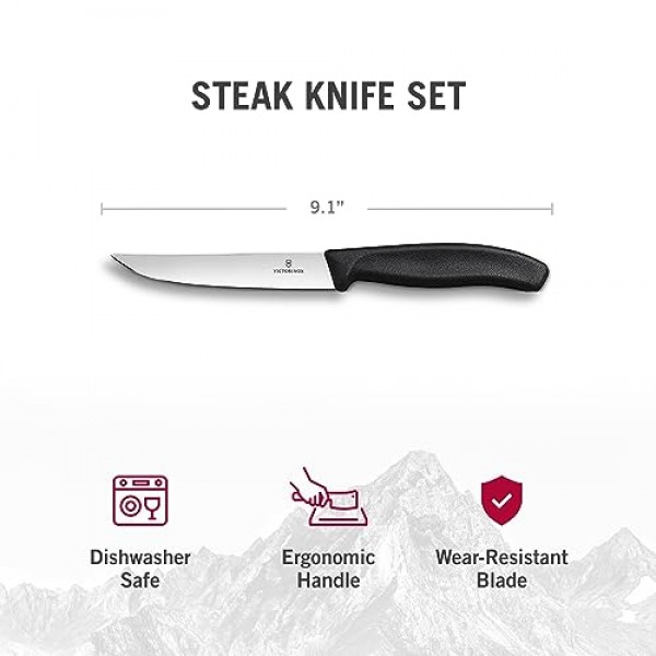 Victorinox Swiss Classic 스테이크 칼 - 주방용품용 조리용 칼 - 인체공학적, 스테인리스 스틸 고기 칼 - 6피스 세트