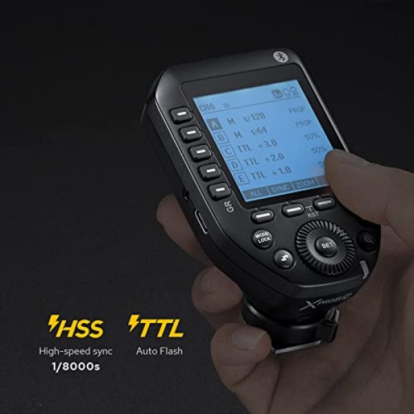 소니 카메라 TTL용 Godox XProII-S 플래시 트리거 송신기, 2.4G 무선 고속 동기화 1/8000s, 새로운 핫슈 잠금(Xpro-S 업그레이드 버전)