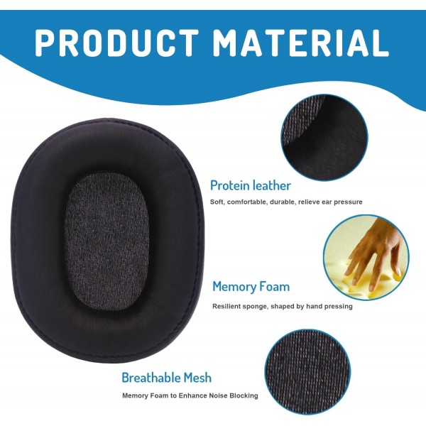Adhiper Arctis 7 이어 패드/이어 쿠션/이어 패드/교체용 이어 패드 메모리 폼 프로틴 가죽 이어패드 SteelSeries Arctis Pro 7 5 3 게임용 헤드셋(검은색)과 호환 가능
