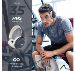 Louise & Mann 5 Bluetooth 헤드폰 오버이어, 무선 헤드폰, Hi-Fi 스테레오, 마이크가 있는 헤드폰, 접이식 헤드셋, iPhone/Android/PC/노트북/TV용 소프트 이어 패드(회색) 아스팔트 