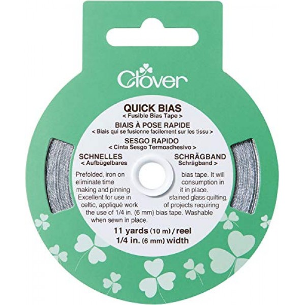 Clover 퀵 퓨저블 바이어스 테이프 .25 X11yd-실버, 멀티컬러