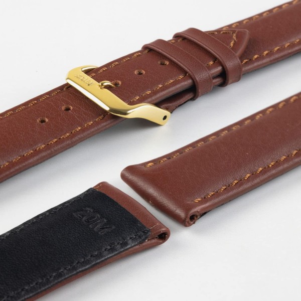 Rios 1931 OFF SHORE 마호가니 소수성 가죽 시계 스트랩 22mm 골드 버클