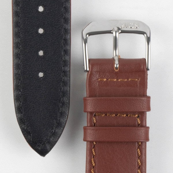 Rios 1931 OFF SHORE 마호가니 소수성 가죽 시계 스트랩 22mm 골드 버클