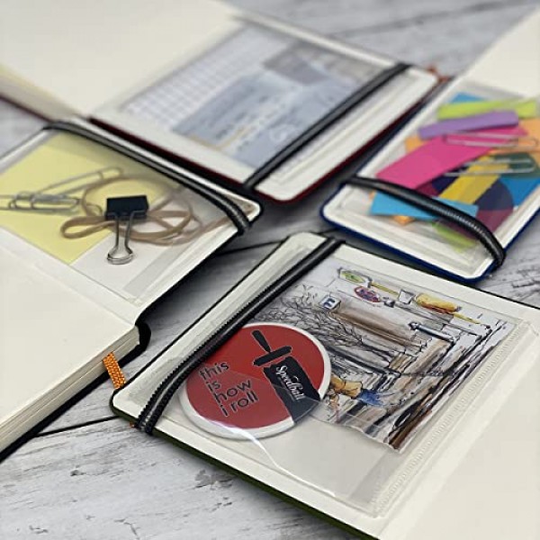 Handbook Journal Co. 아티스트 캔버스 커버 그리기 및 스케치용 여행용 노트, 아이보리 블랙, 대형 가로 5.5 x 8.25인치, 130 GSM 용지, 하드커버 포켓 포함