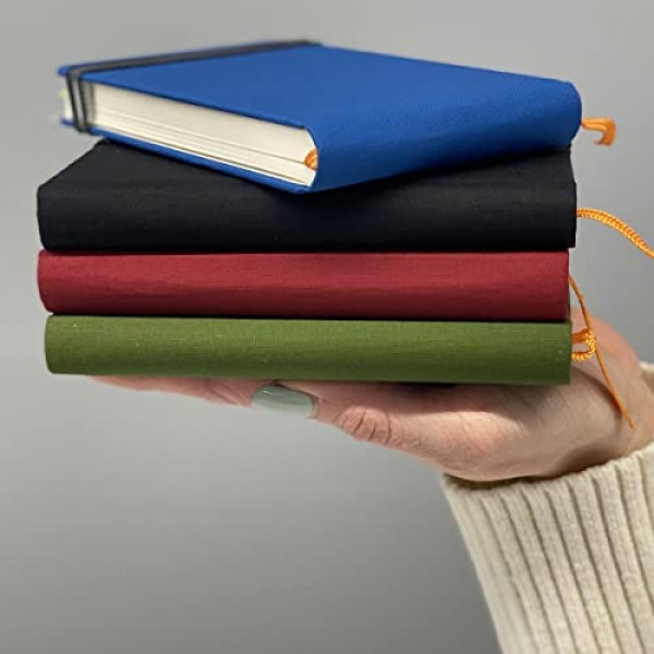 Handbook Journal Co. 아티스트 캔버스 커버 그리기 및 스케치용 여행용 노트, 아이보리 블랙, 대형 가로 5.5 x 8.25인치, 130 GSM 용지, 하드커버 포켓 포함