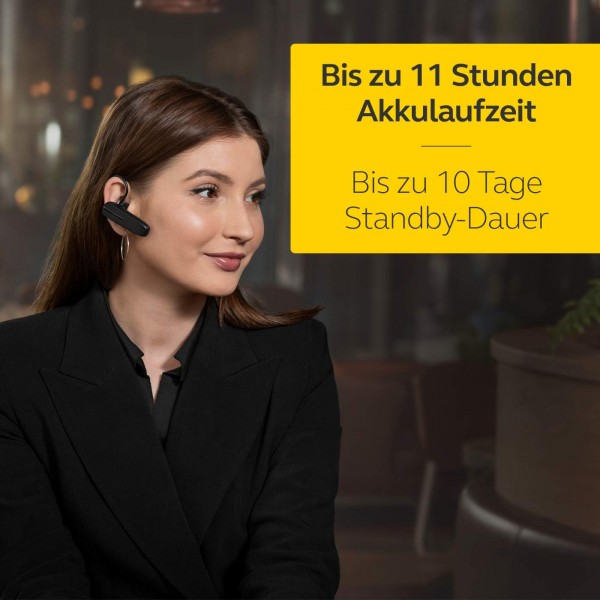 Jabra Talk 5 모노 인이어 헤드셋 - 무선으로 선명하게 통화 - 모바일 장치와 쉽게 페어링 - 한 번 충전으로 최대 11시간의 긴 배터리 수명 - Black Black Talk 5