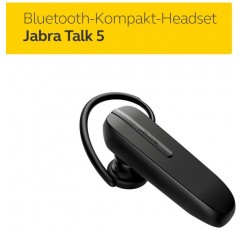 Jabra Talk 5 모노 인이어 헤드셋 - 무선으로 선명하게 통화 - 모바일 장치와 쉽게 페어링 - 한 번 충전으로 최대 11시간의 긴 배터리 수명 - Black Black Talk 5