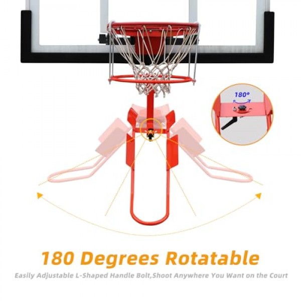 후프용 농구 리턴 부착물, 튼튼한 내구성이 있는 강철 농구 리턴 시스템, 18 림 실내 및 실외용 180도 회전 가능한 농구 샷 리턴기 【제품 특허】