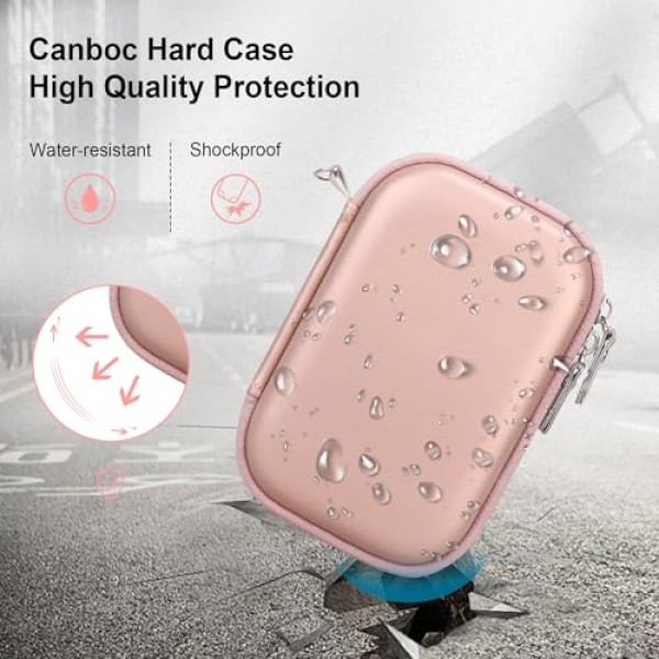 KODAK Printomatic 디지털 즉석 인쇄 카메라용 Canboc 하드 운반 케이스, 인화지 및 케이블에 맞는 지퍼 메쉬 백, 로즈 골드