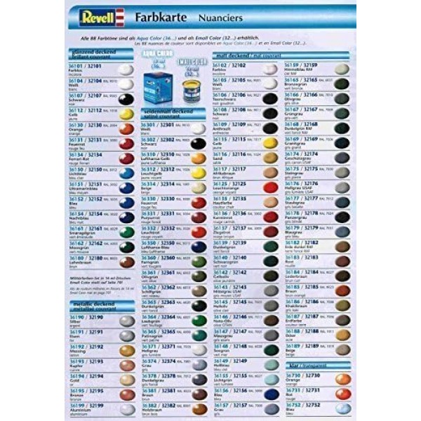 Revell Aquacolor 36xxx 색상 범위 - 10개입 18ml 캔, 개별 구매보다 저렴 - 빠른 배송 보장