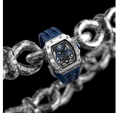 TSAR BOMBA 남자 시계 방수 5ATM 자동 기계식 아날로그 손목 시계 블랙 실버 스테인레스 스틸 사파이어 유리 실리콘 스트랩 남자 시계와 패션 럭셔리 빛나는 남자 시계