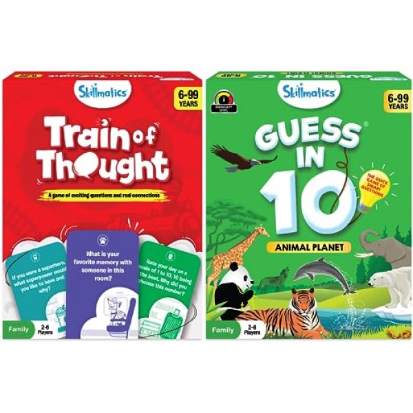 Skillmatics Train of Thought & Guess in 10 Animal Planet 번들, 어린이, 청소년 및 성인을 위한 게임 Train of Thought + Guess in 10 Animals