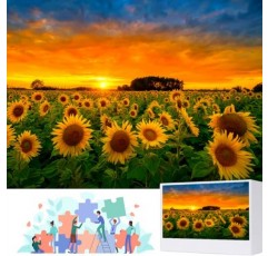 들판의 해바라기 1000개 조각 저녁 퍼즐, 직소 퍼즐 성인 1000개 이상, 여성과 엄마를 위한 해바라기 퍼즐