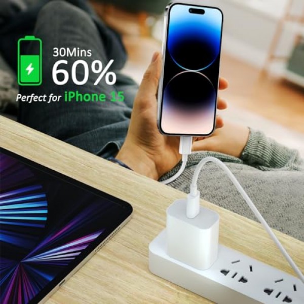 2팩 USB C-USB C 충전 케이블 Apple용 3피트 60W, 유형 C-유형 C 고속 충전기 코드, iPhone 15/15 Pro/15 Plus/15 Pro Max, MacBook Pro Air/2019/18/17/16용 아이패드 에어 4/5/미니 6/프로 12.9/11