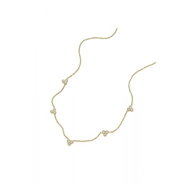 FOSSIL 여성용 Sutton Trio Glitz 골드 톤 스테인레스 스틸 스테이션 목걸이, JF04115710, 스테인레스 스틸, 보석 없음