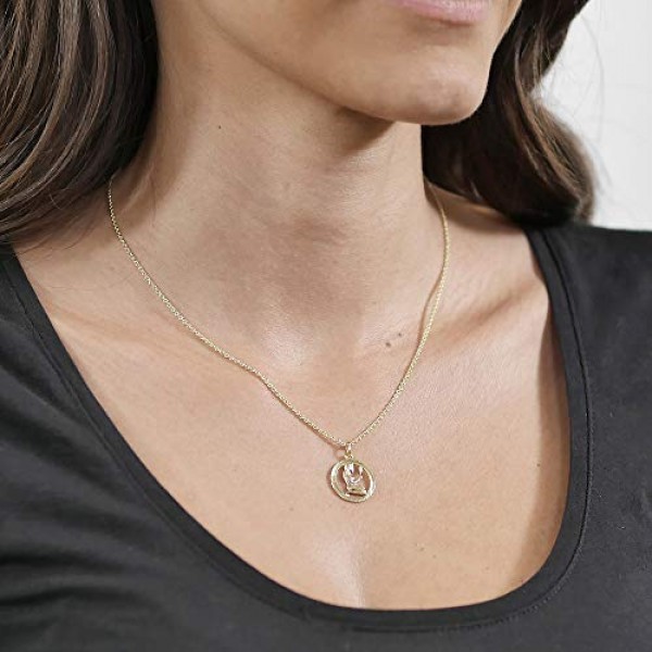 Trendor 처녀자리 조디악 로그인 골드 333 펜던트 직경 16 mm + 목걸이 조디악 로그인 여성을 위한 진짜 금으로 만든 우아한 목걸이, 75940-09, 스털링 실버 골드
