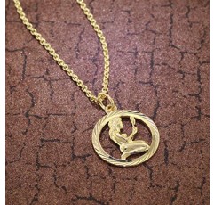 Trendor 처녀자리 조디악 로그인 골드 333 펜던트 직경 16 mm + 목걸이 조디악 로그인 여성을 위한 진짜 금으로 만든 우아한 목걸이, 75940-09, 스털링 실버 골드