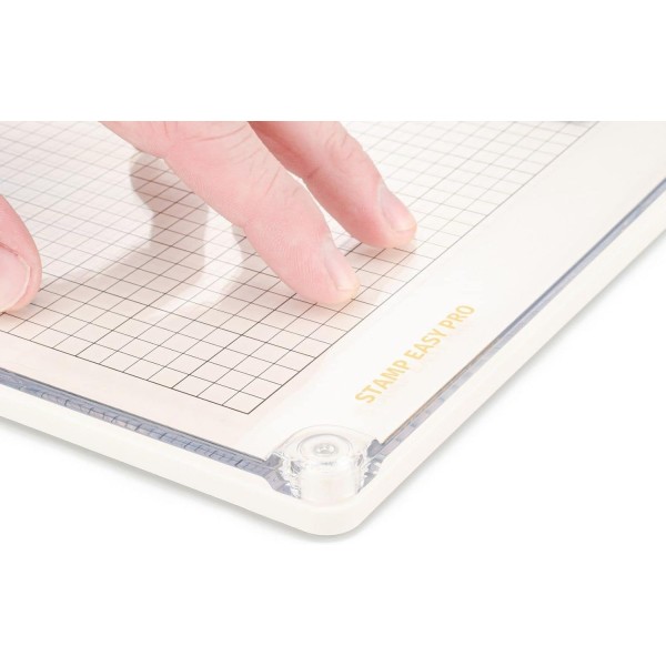 Vaessen Creative Stamp Easy Pro 투명 스탬프 및 고무 스탬프용 스탬프의 정확한 위치 지정을 위해 3면에 경계선이 없는 스탬프 플레이트, 자기 플레이트 및 자석을 포함하는 
