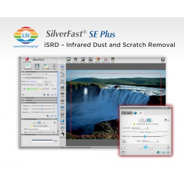 Plustek OpticFilm 8200i SE, 35mm 필름 및 슬라이드 스캐너. 7200dpi/48비트 출력. 통합 적외선 먼지/스크래치 제거. Silverfast SE Plus 9 번들, Mac 및 PC 지원.