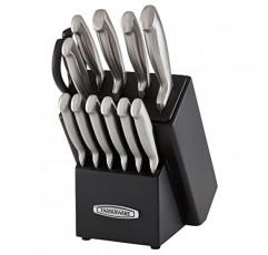 EdgeKeeper 기술이 적용된 Farberware 자가 연마 13피스 칼 블록 세트, 고탄소 스테인리스 스틸 주방 칼, 나무 블록이 포함된 면도칼 칼 세트, 블랙