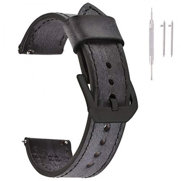 EACHE 퀵 릴리스 정품 가죽 시계 밴드 18mm 20mm 22mm 24mm 남성 여성을위한 수제 레트로 가죽 시계 스트랩