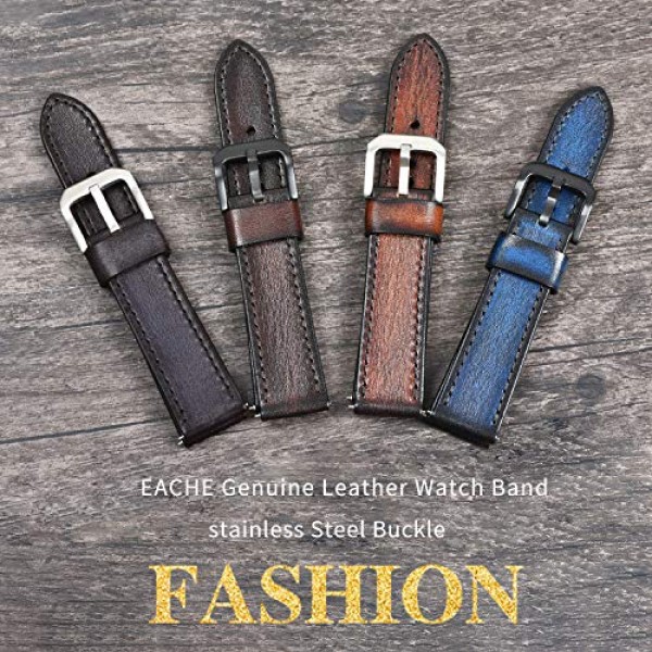 EACHE 퀵 릴리스 정품 가죽 시계 밴드 18mm 20mm 22mm 24mm 남성 여성을위한 수제 레트로 가죽 시계 스트랩
