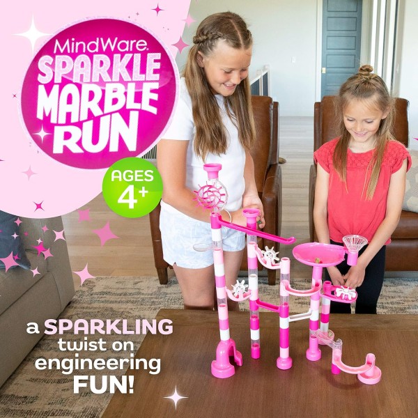 MindWare Marble Run 스파클 빌더 세트 차세대 Marble Maze Kids Toys - STEM Marble Run - 6세 이상 권장 - 소녀와 소년을 위한 교육용 선물