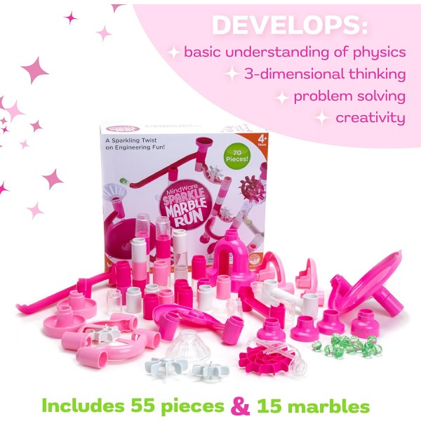 MindWare Marble Run 스파클 빌더 세트 차세대 Marble Maze Kids Toys - STEM Marble Run - 6세 이상 권장 - 소녀와 소년을 위한 교육용 선물