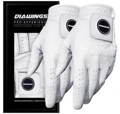 남성용 Diawings Cabretta 가죽 골프 장갑 2 in 1 Value Pack – 내구성, 통기성, 향상된 촉각 피드백
