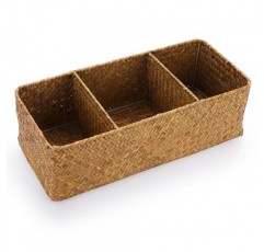 ELLDOO 짠 씨그래스 고리버들 등나무 보관 바구니, K 컵 네스프레소 포드용 대용량 커피 포드 홀더 정리함, 커피 바 선반용 3섹션 씨그래스 보관 상자 주방 캐비닛, 브라