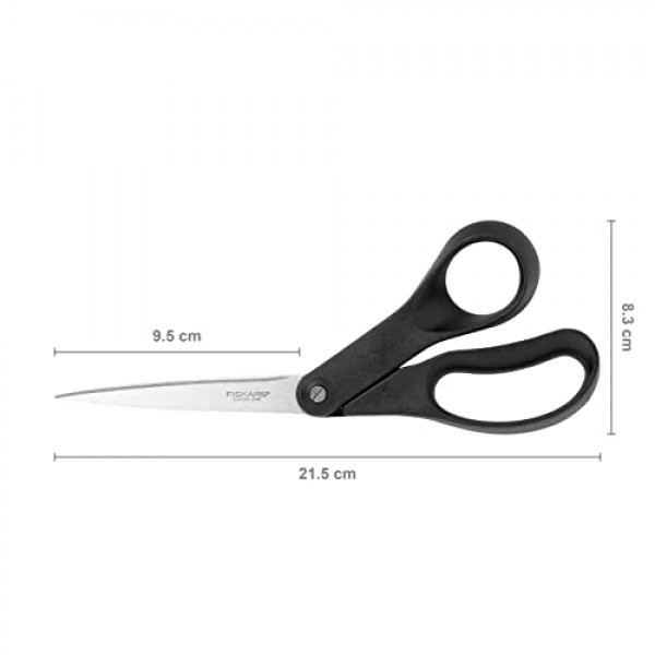 Fiskars 가정용, 길이: 21 cm, 고품질 강철/합성 재료 가위, 단일 사이즈, 검정색