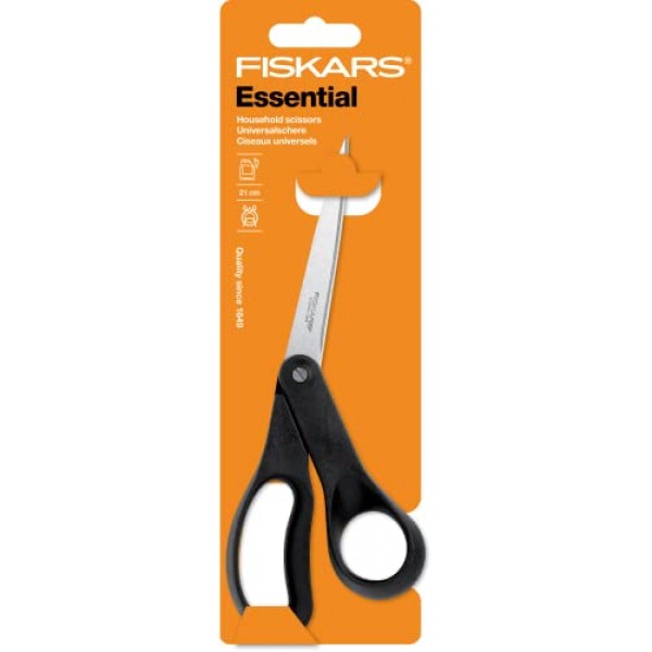 Fiskars 가정용, 길이: 21 cm, 고품질 강철/합성 재료 가위, 단일 사이즈, 검정색