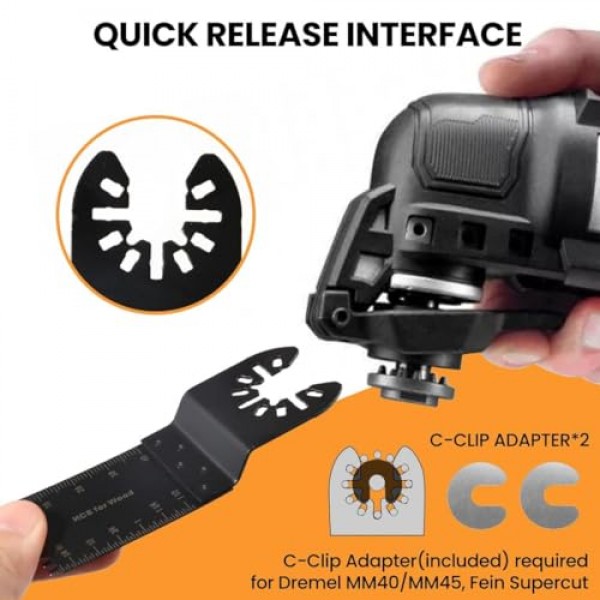 96 팩 진동 톱날, CONNOO 진동 공구 블레이드 사포가 포함된 액세서리, 목재 금속 플라스틱용 멀티툴 바이메탈 블레이드 퀵 릴리스 Dewalt, Makita, Ryobi, Rockwell