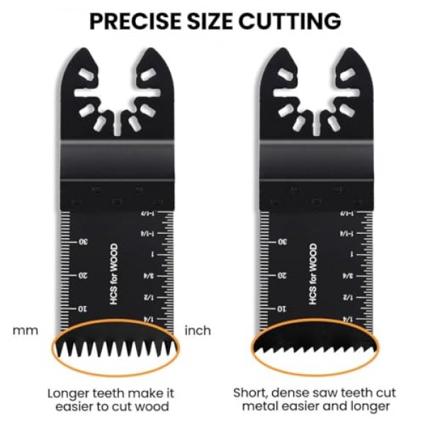 96 팩 진동 톱날, CONNOO 진동 공구 블레이드 사포가 포함된 액세서리, 목재 금속 플라스틱용 멀티툴 바이메탈 블레이드 퀵 릴리스 Dewalt, Makita, Ryobi, Rockwell