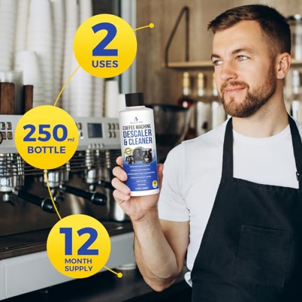 Bastion 커피 머신 디스케일러 및 클리너 - 4회 용도. (2병) Keurig, Nespresso, Delonghi 및 모든 일회용 커피 및 에스프레소 머신과 호환되는 범용 스케일 제거 솔루션