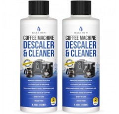 Bastion 커피 머신 디스케일러 및 클리너 - 4회 용도. (2병) Keurig, Nespresso, Delonghi 및 모든 일회용 커피 및 에스프레소 머신과 호환되는 범용 스케일 제거 솔루션