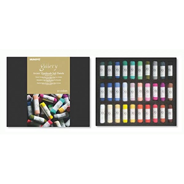 MUNGYO 갤러리 아티스트의 4400030 수제 소프트 파스텔, 30개 세트, 아티스트 품질의 손으로 만든 파스텔, 부드러운 일관성