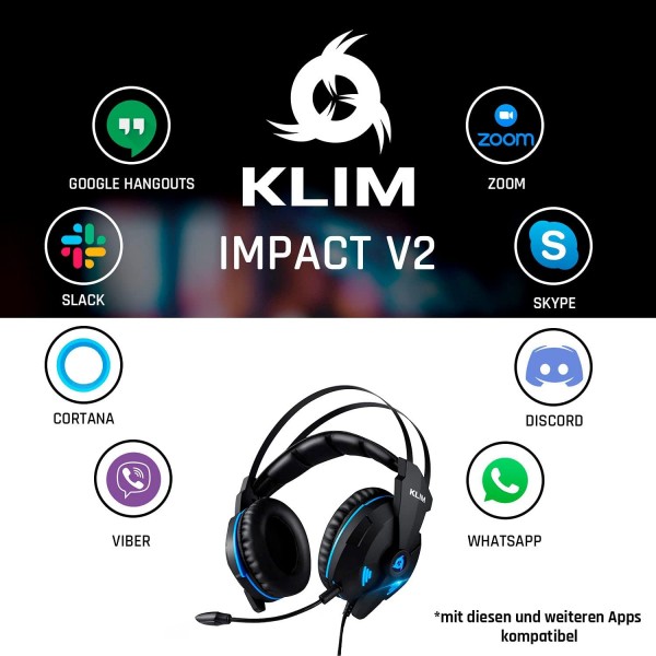 KLIM Impact V2 - 게임용 헤드셋 및 마이크로 USB - 7.1 서라운드 사운드 + 격리 - 고품질 사운드 + 경쾌한 저음의 PS5 헤드셋 - PC, Playstation, 비디오 게임용 - 새로운 2022 버전 싱