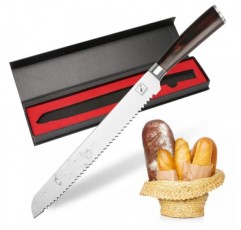 imarku 빵 칼, 독일 고탄소 스테인레스 스틸 전문 등급 빵 슬라이스 칼, 10인치 톱니 모양의 가장자리 케이크 칼, 집에서 만든 딱딱한 빵용 빵 커터