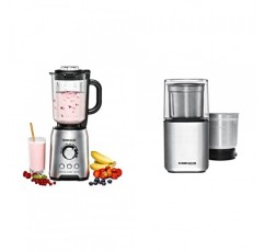 ROMMELSBACHER MX 1250 스탠드 믹서, 1200, 스테인리스 스틸, 1.75 리터 및 향신료 및 커피 분쇄기, 임팩트 나이프와 특수 나이프가 포함된 EGK 200-2 스테인리스 스틸 용기, 용량 7