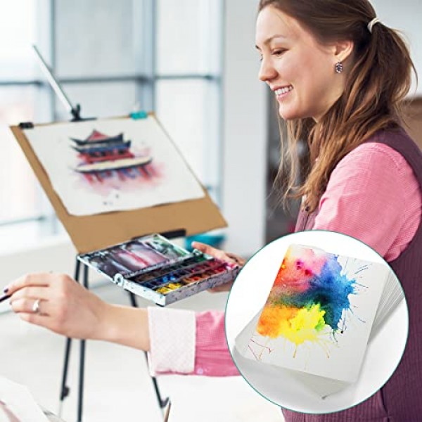 120 매 면 수채화 용지 어린이 학생용 콜드 프레스 종이 팩 성인 수채화가 초보 예술가 (230gsm, 6 x 12 인치)