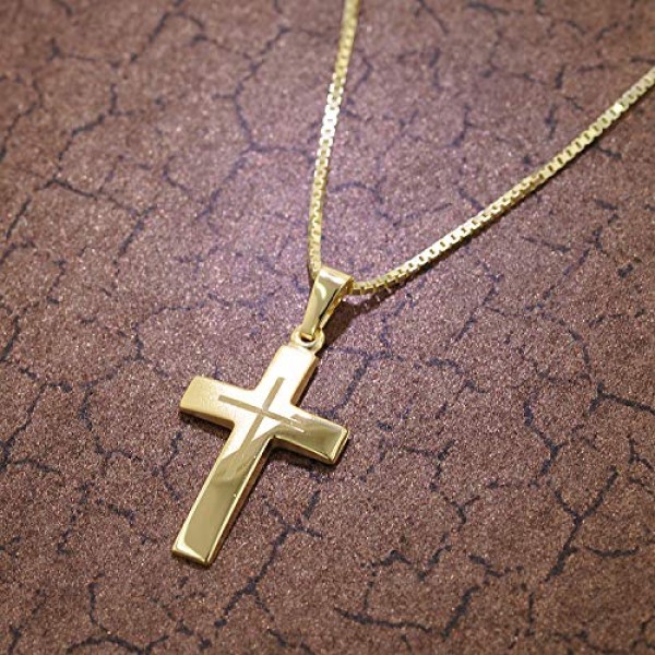 Trendor 크로스 펜던트 333 골드 + 금도금 실버 목걸이 여성용 목걸이, 골드 펜던트, 리얼 골드로 만든 크로스 펜던트, 우아한 선물 35790