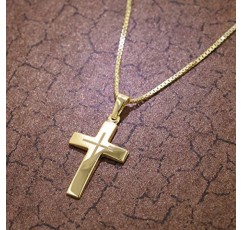 Trendor 크로스 펜던트 333 골드 + 금도금 실버 목걸이 여성용 목걸이, 골드 펜던트, 리얼 골드로 만든 크로스 펜던트, 우아한 선물 35790
