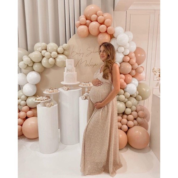 CHMMY 풍선 화환 핑크 베이지 121PCS 풍선 화환 결혼식, 생일 파티 장식, 베이비 샤워, 성별 공개 파티 배경 장식, 약혼, Boho 파티 장식