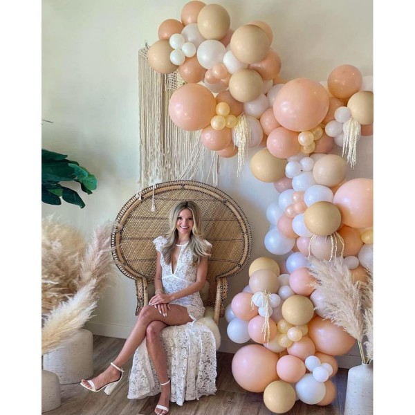 CHMMY 풍선 화환 핑크 베이지 121PCS 풍선 화환 결혼식, 생일 파티 장식, 베이비 샤워, 성별 공개 파티 배경 장식, 약혼, Boho 파티 장식