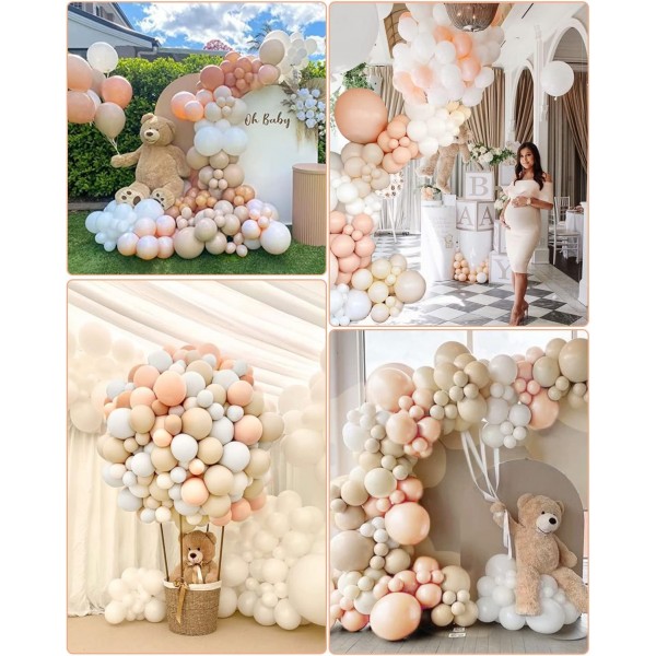 CHMMY 풍선 화환 핑크 베이지 121PCS 풍선 화환 결혼식, 생일 파티 장식, 베이비 샤워, 성별 공개 파티 배경 장식, 약혼, Boho 파티 장식